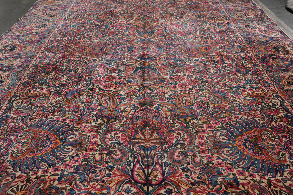 11 x 17.4 Antique Persian Lavar Kerman Rug Iran 1940's #PIX-373
