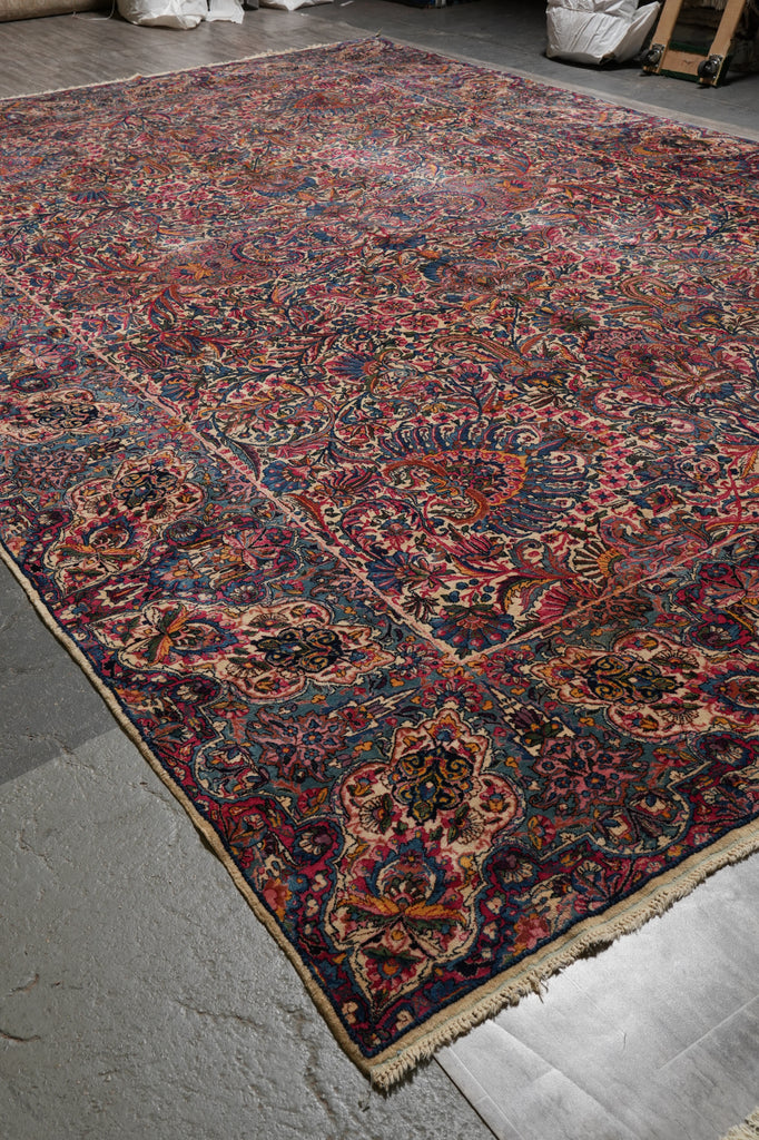 11 x 17.4 Antique Persian Lavar Kerman Rug Iran 1940's #PIX-373