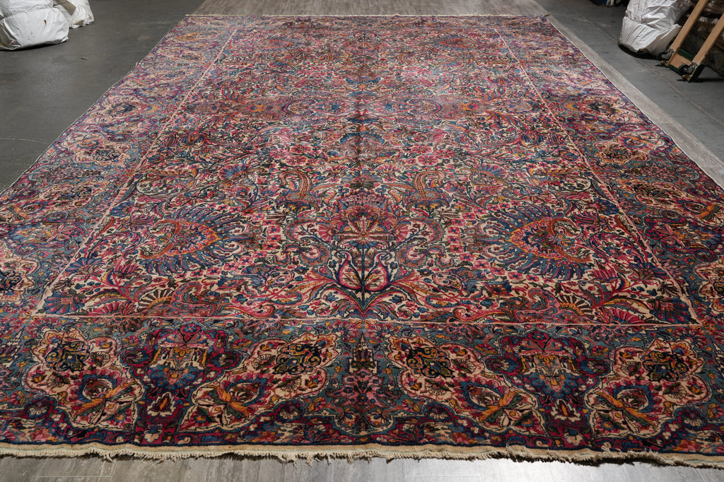 11 x 17.4 Antique Persian Lavar Kerman Rug Iran 1940's #PIX-373