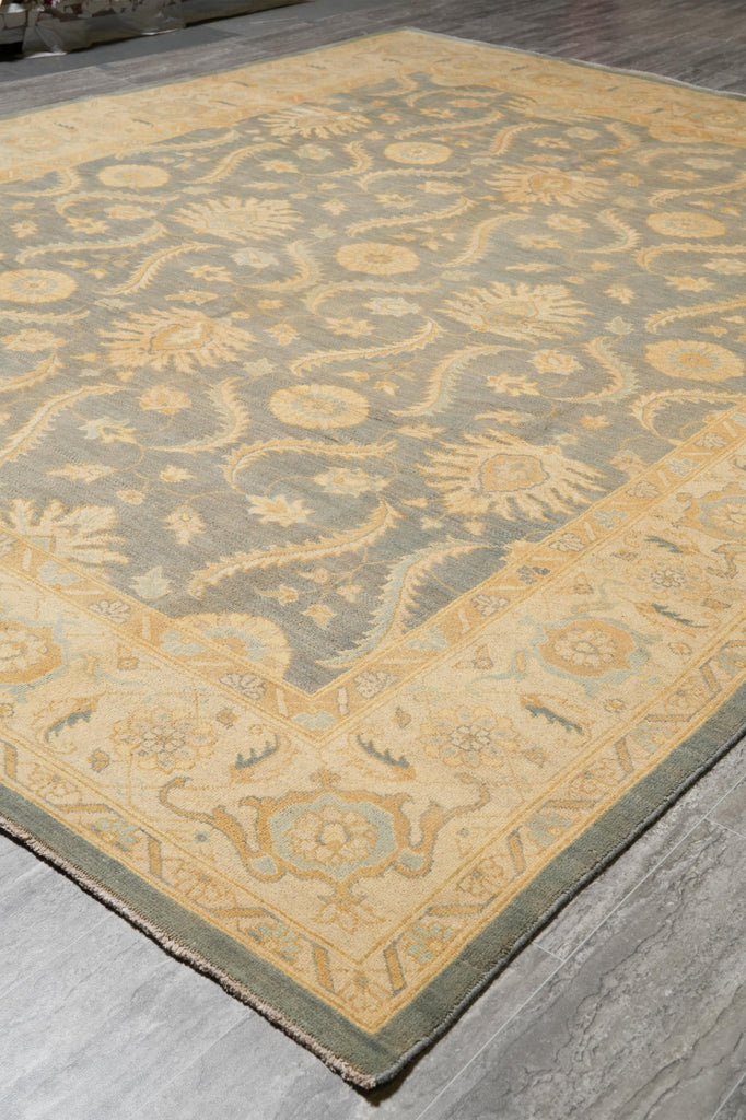 9 x 11.7 Sage green Chobi Peshawar Rug #F-4251