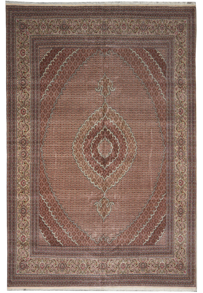 11.4 x 16.3 Authentic Persian Tabriz Mahi Rug Copper Color