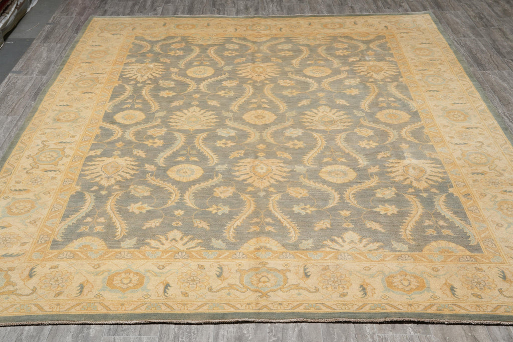 9 x 11.7 Sage green Chobi Peshawar Rug #F-4251