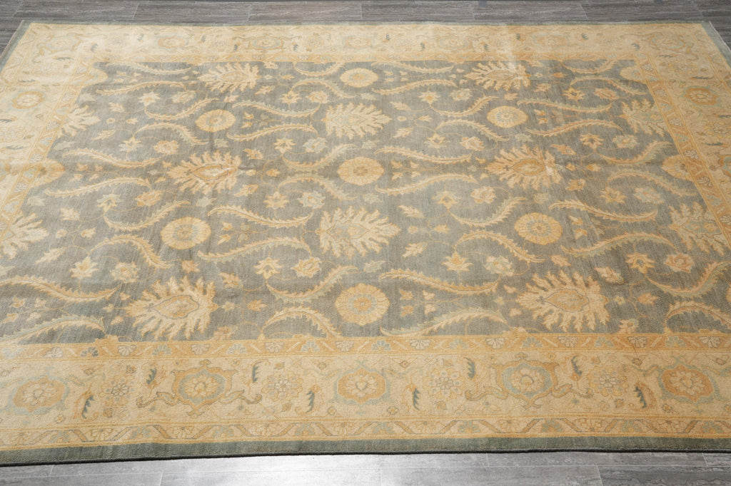 9 x 11.7 Sage green Chobi Peshawar Rug #F-4251