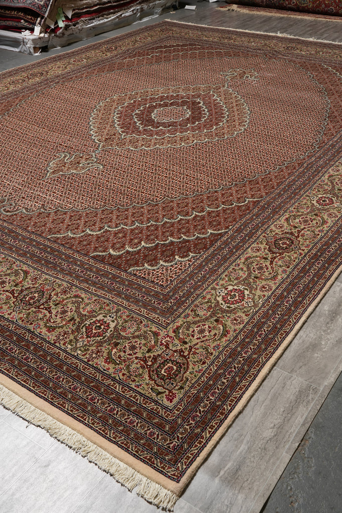 11.4 x 16.3 Authentic Persian Tabriz Mahi Rug Copper Color #PIX-777