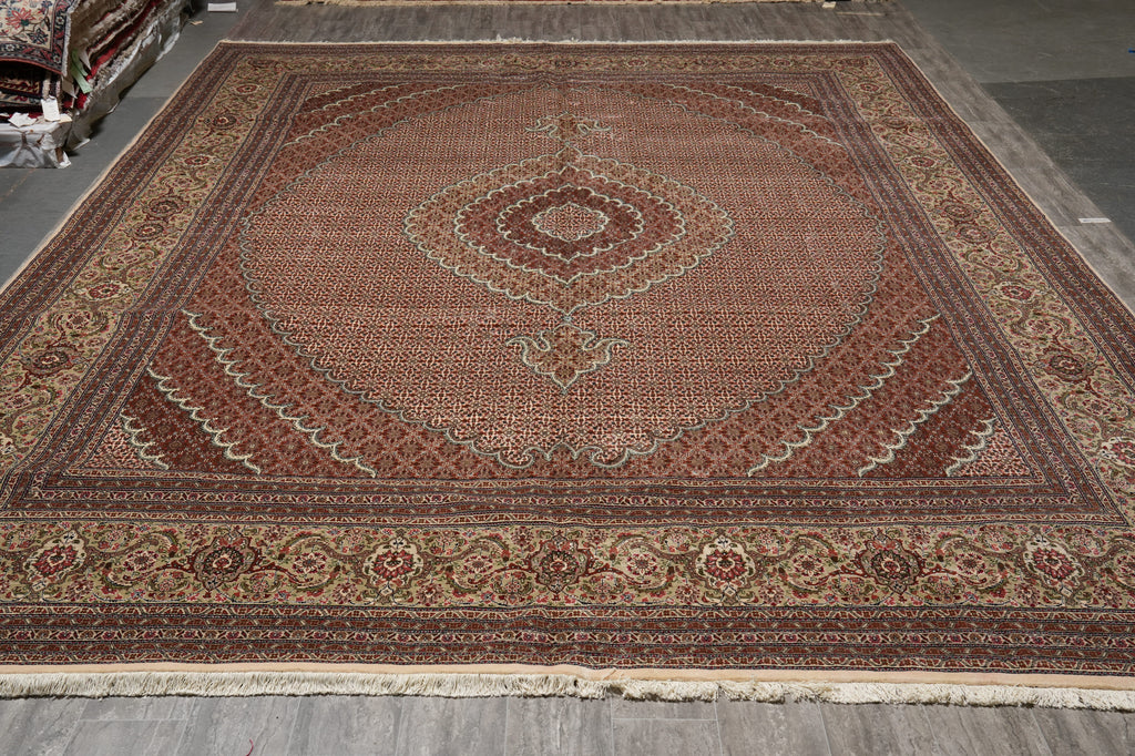 11.4 x 16.3 Authentic Persian Tabriz Mahi Rug Copper Color #PIX-777