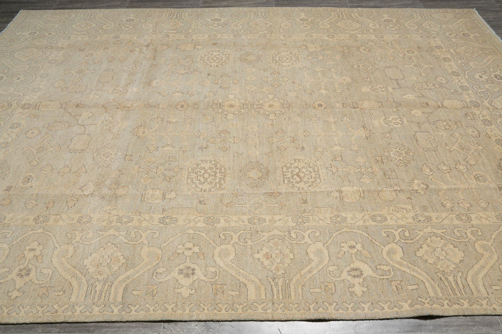 8.4 x 11.8 Chobi Peshawar Rug Light Green Pale Pastels Washed Out Colors #PK-287