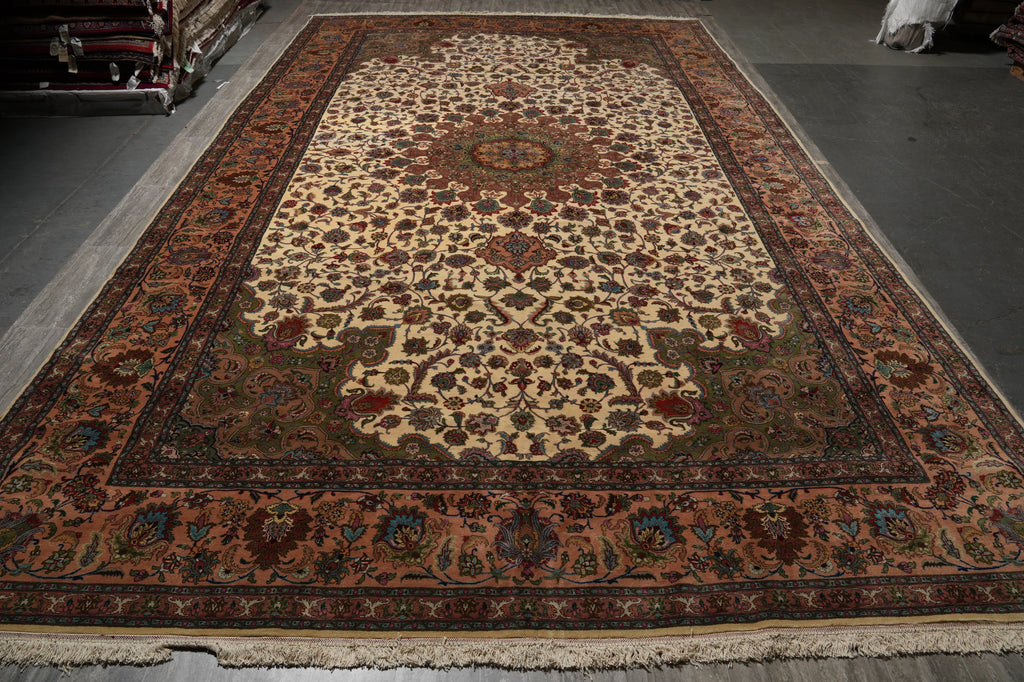 11 x 19 Authentic Fine Persian Tabriz Rug 400 KPSI Pre Revolution Large Quality #16248