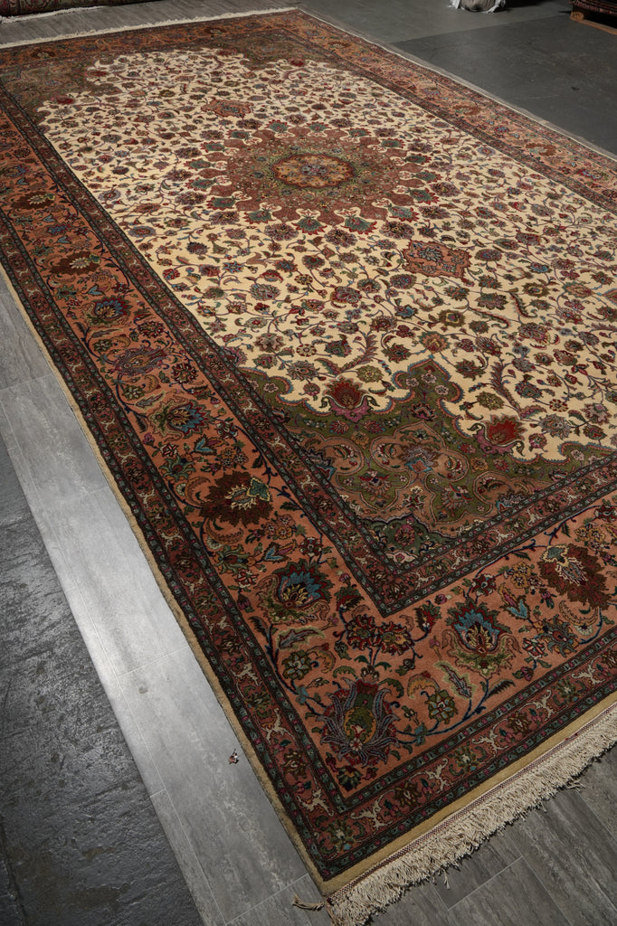 11 x 19 Authentic Fine Persian Tabriz Rug 400 KPSI Pre Revolution Large Quality #16248