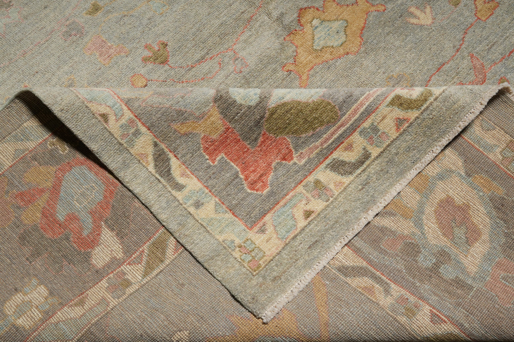 10 x 13.6 Beautiful Quality Natural Wool Oushak Rug Neutrals Light Green #PK-282