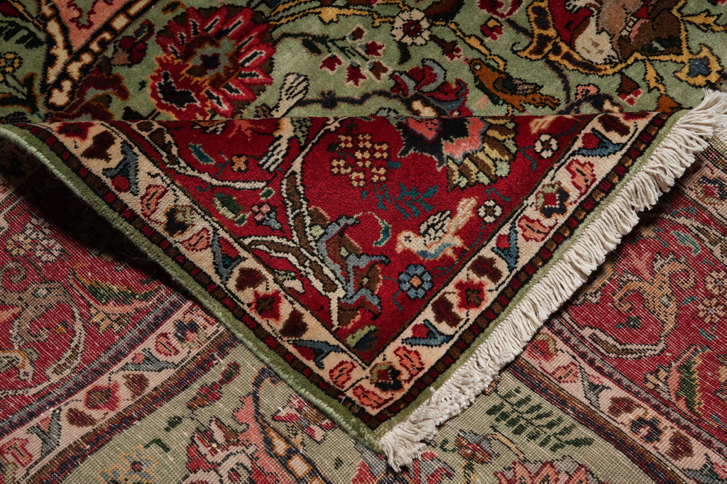 9' x 12'7" Persian Tabriz Handmade Wool Animals Rug #B-80816