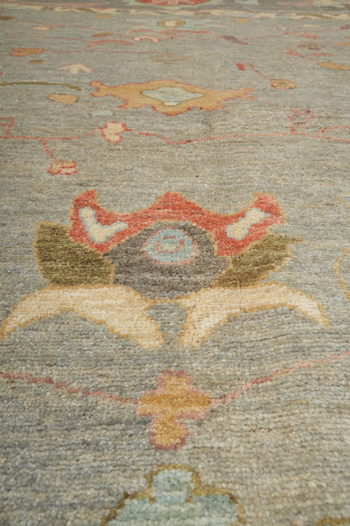 10 x 13.6 Beautiful Quality Natural Wool Oushak Rug Neutrals Light Green #PK-282