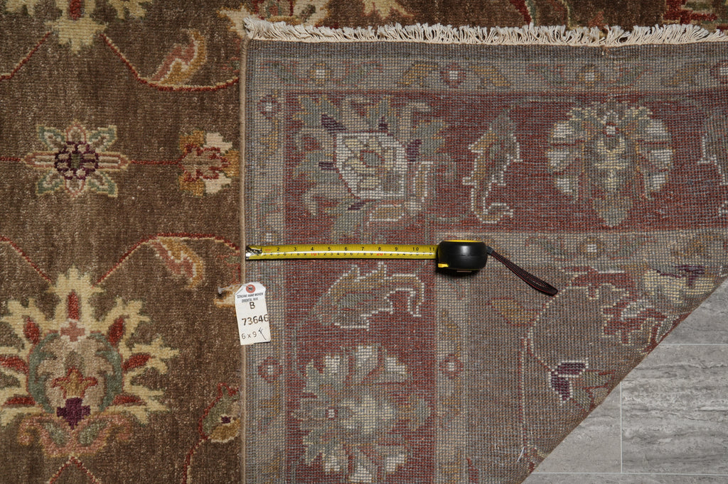 6 x 9  New Hand-Knotted India Wool Rug Brown Rust #B-73646