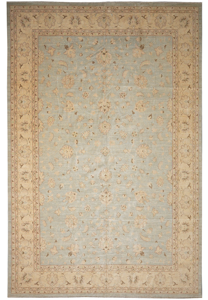 12 x 17.9 Light Green Chobi Peshawar Quality Rug