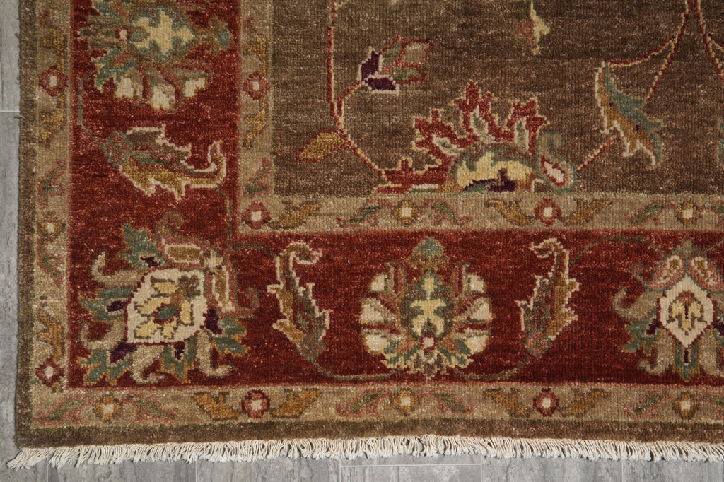 6 x 9  New Hand-Knotted India Wool Rug Brown Rust #B-73646