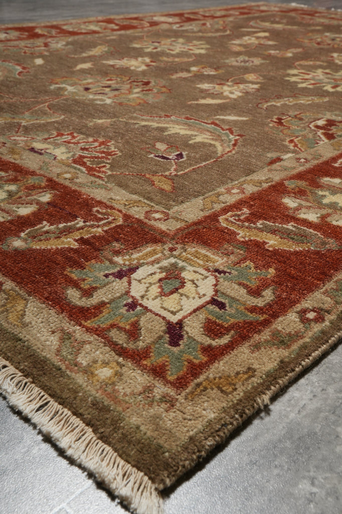 6 x 9  New Hand-Knotted India Wool Rug Brown Rust #B-73646