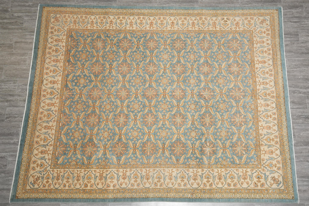 9.1 x 11.6 Aqua Blue Zigler Chobi Handmade Peshawar Carpet #F-4254