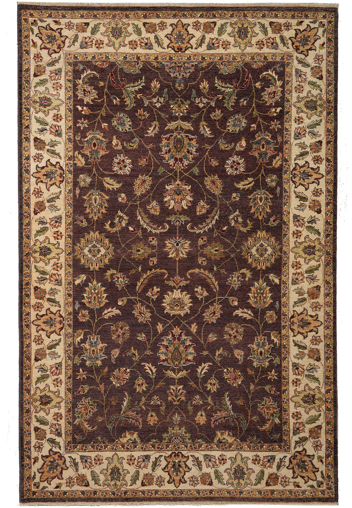 Decorative rug with intricate patterns on a plain background
