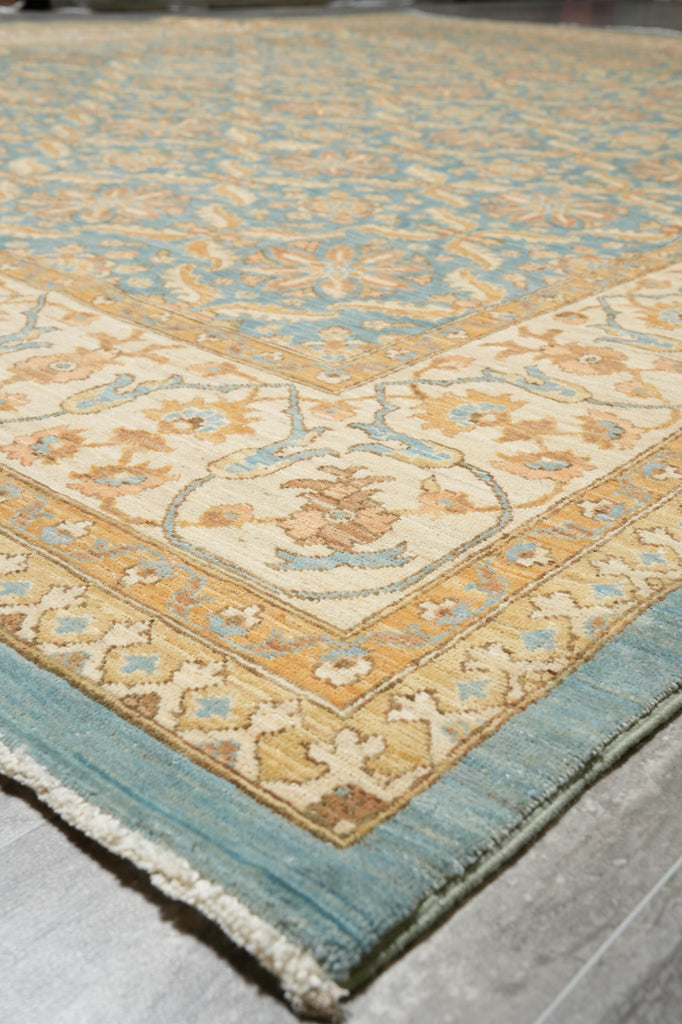 9.1 x 11.6 Aqua Blue Zigler Chobi Handmade Peshawar Carpet #F-4254