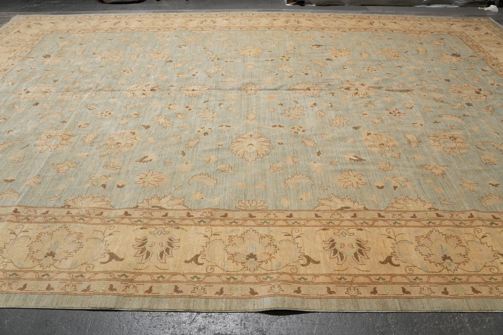 12 x 17.9 Light Green Chobi Peshawar Quality Rug
