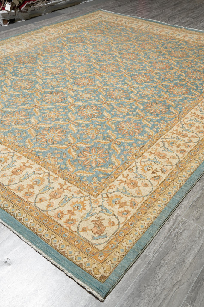 9.1 x 11.6 Aqua Blue Zigler Chobi Handmade Peshawar Carpet #F-4254