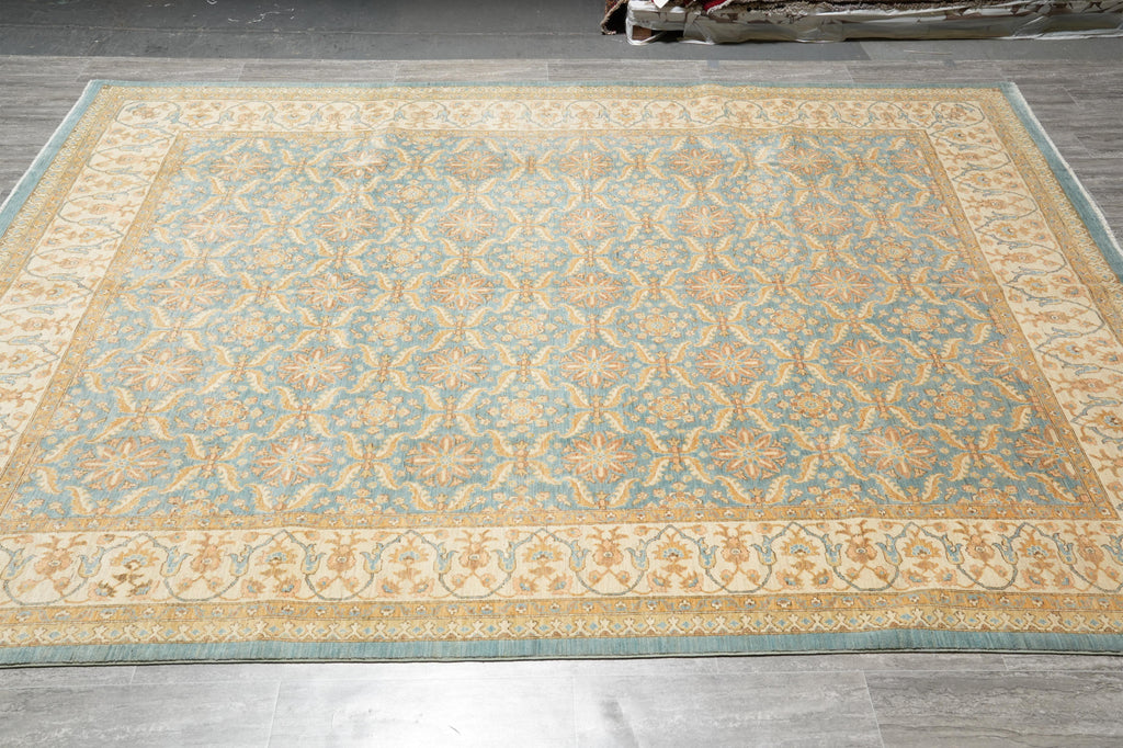 9.1 x 11.6 Aqua Blue Zigler Chobi Handmade Peshawar Carpet #F-4254