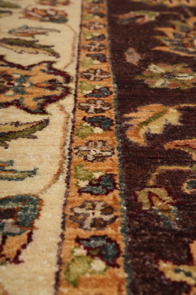 6 x 9 Zigler Chobi Peshawar Hand-Knotted Rug Brown Ivory Green #B-73604