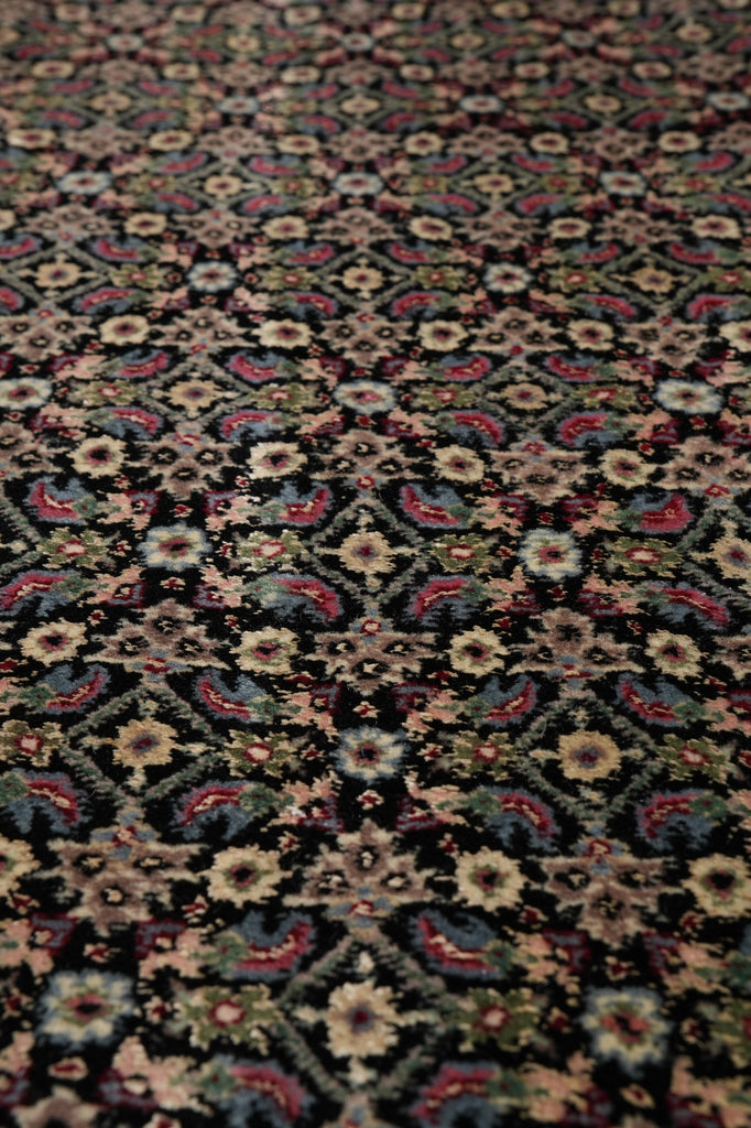 12.5 x 19 Hand-Knotted Quality Wool and Silk Tabriz Mahi Rug Black #B-78935