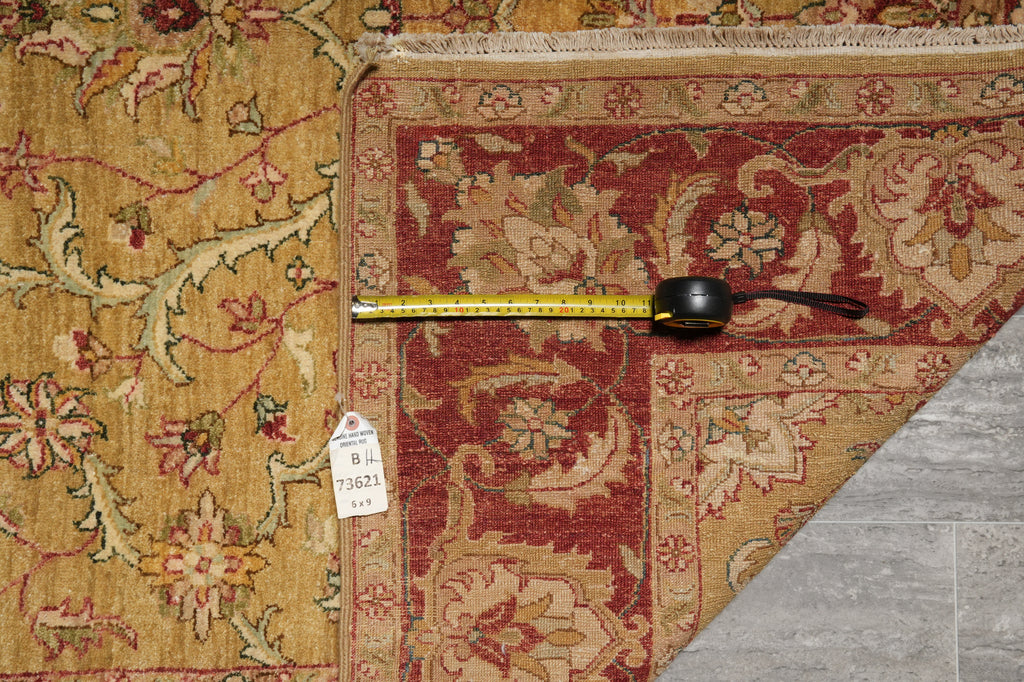 6 x 9 New Zigler Chobi Peshawar Rug Gold Rust Imported Pakistan #B-73621