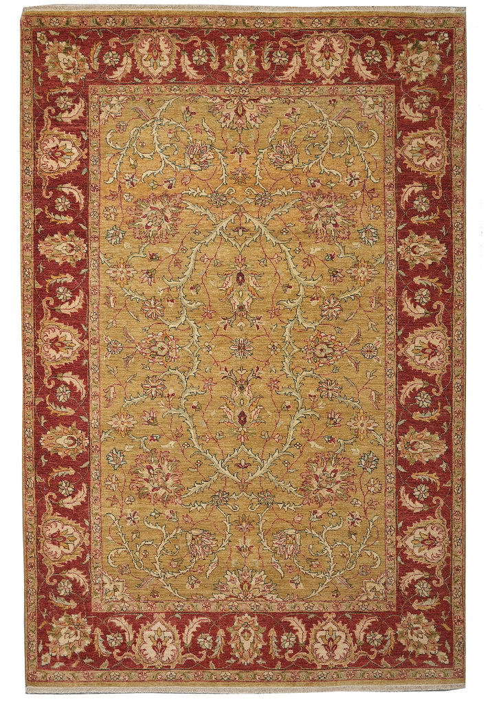 6 x 9 New Zigler Chobi Peshawar Rug Gold Rust Imported Pakistan #B-73621