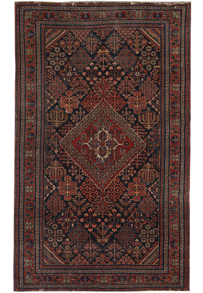 4.3 x 6.9 Authnetic Antique Persian Keshan Debir Rug 1930's Iran 