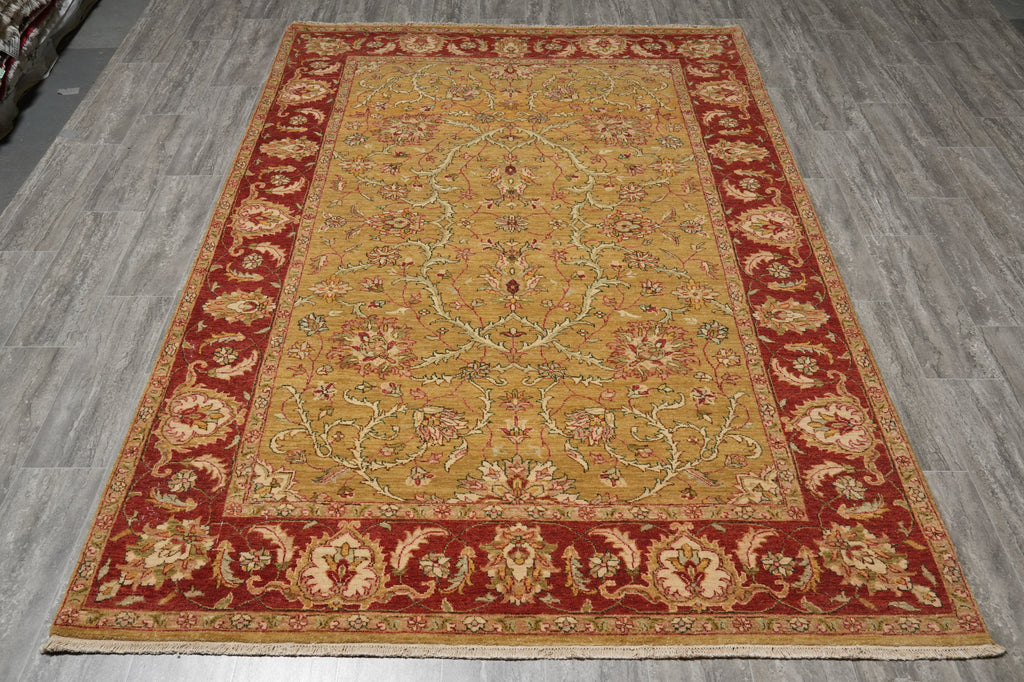 6 x 9 New Zigler Chobi Peshawar Rug Gold Rust Imported Pakistan #B-73621