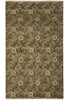 Load image into Gallery viewer, Green floral patterned rug with brown flowers and leaves on a white background