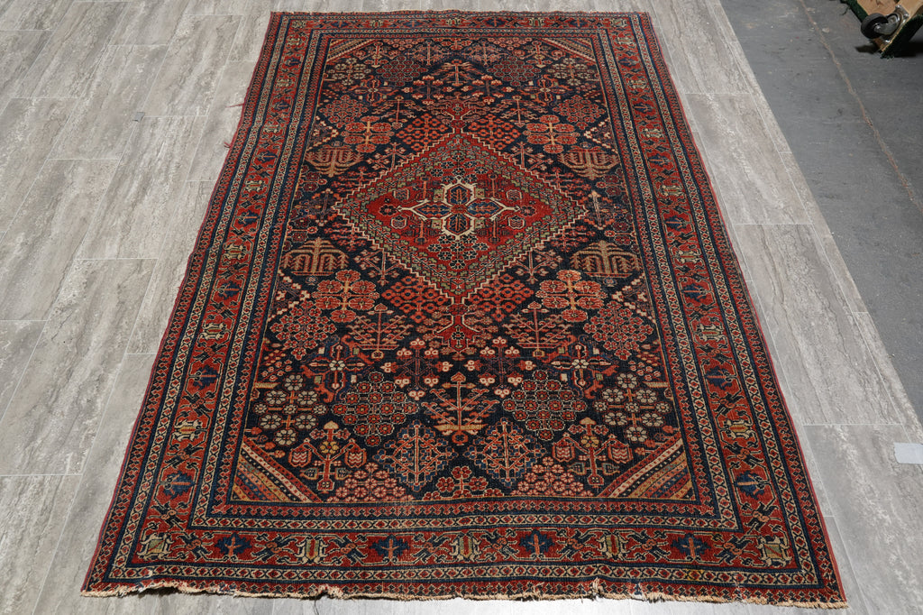 4.3 x 6.9 Authnetic Antique Persian Keshan Debir Rug 1930's Iran #F-4513