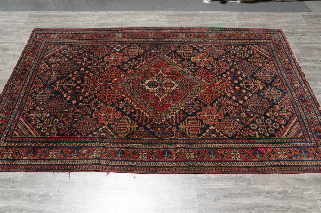 4.3 x 6.9 Authnetic Antique Persian Keshan Debir Rug 1930's Iran #F-4513