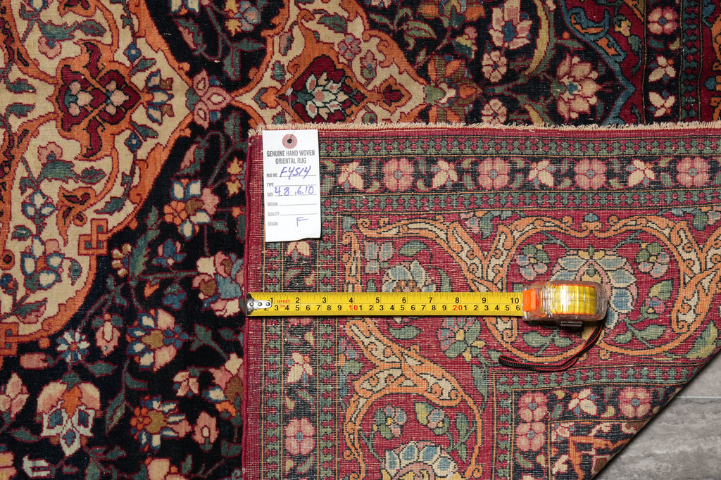 4.8 x 7 Authentic Antique Persian Esfahan Rug 1930's #F-4514