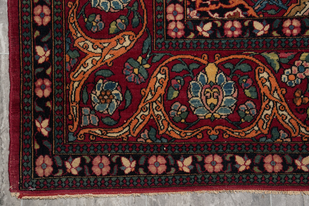 4.8 x 7 Authentic Antique Persian Esfahan Rug 1930's #F-4514