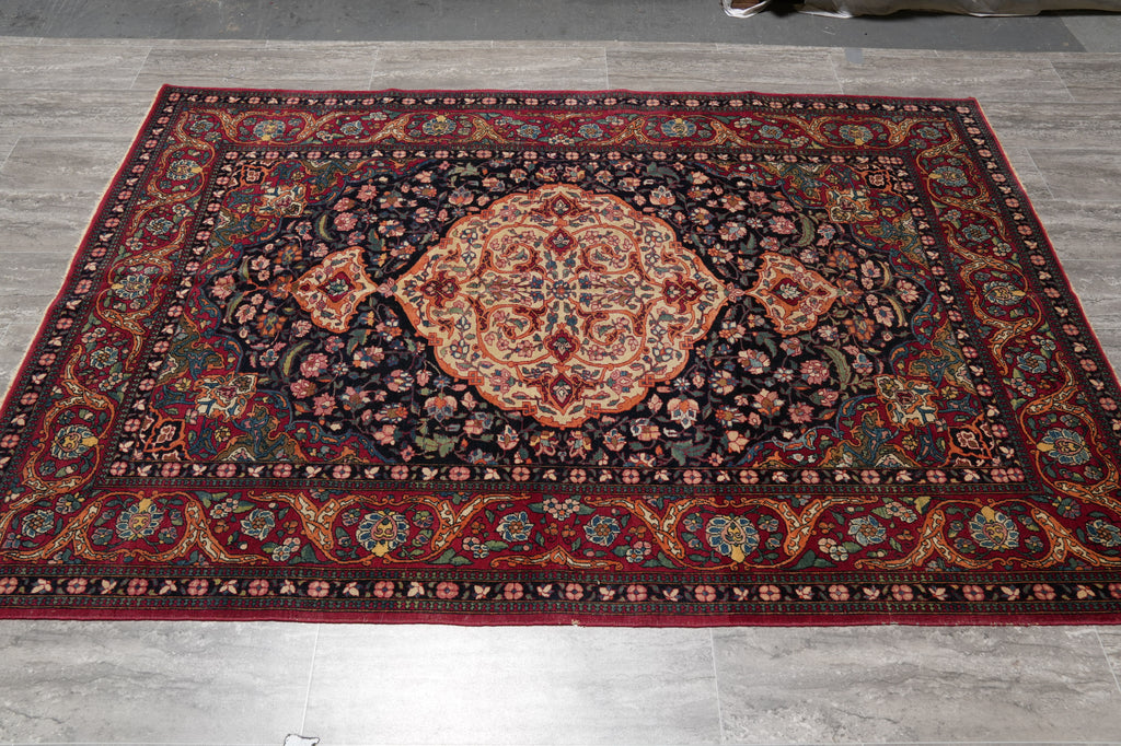 4.8 x 6.10 Authentic Antique Persian Esfahan Rug 1930's