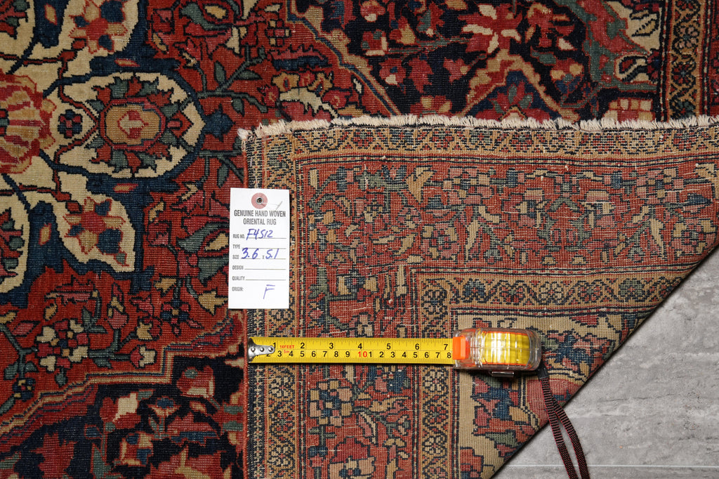 3.6 x 5 Antique Persian Sarouk Feraghan Rug 1930's #F-4512