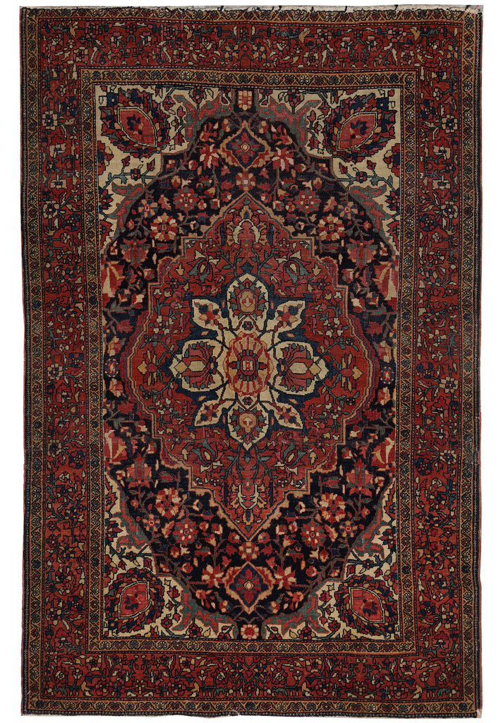 3.6 x 5 Antique Persian Sarouk Feraghan Rug 1930's