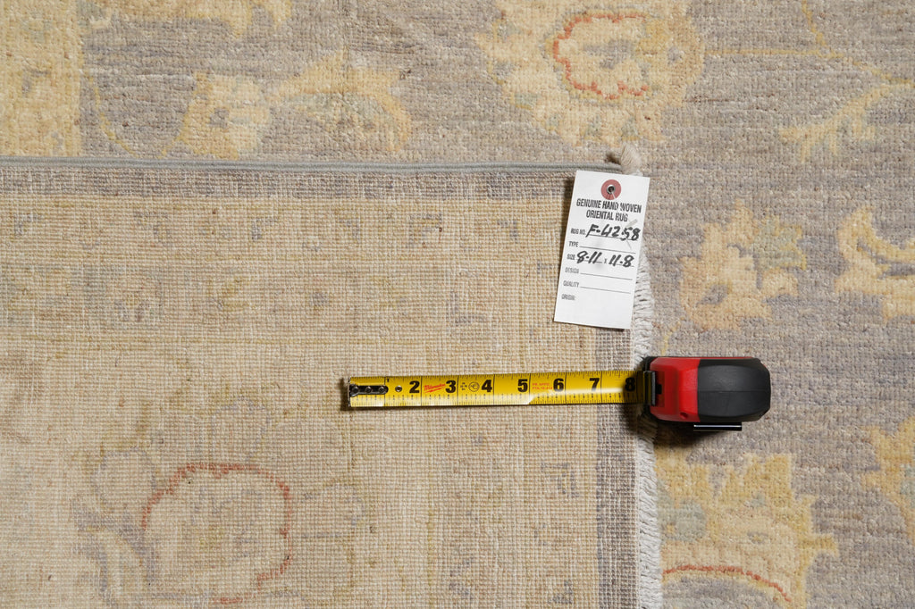 8.11 x 11.8 Slate and Gold Chobi Zigler Handmade Pakistan Rug #F-4258