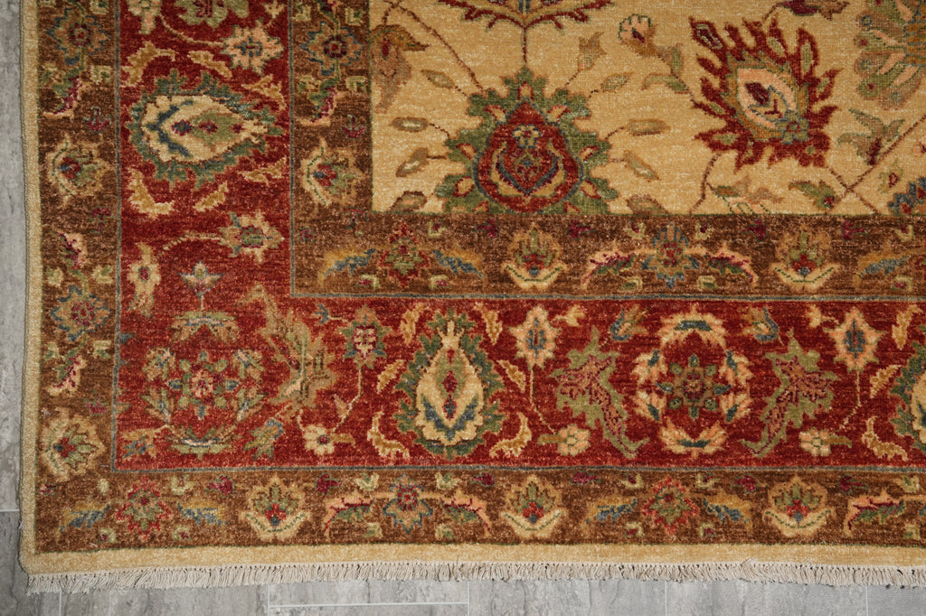 6 x 9 New Zigler Agra Hand-Knotted Rug Nautral Wool Light Beige Gold #PIX-15593