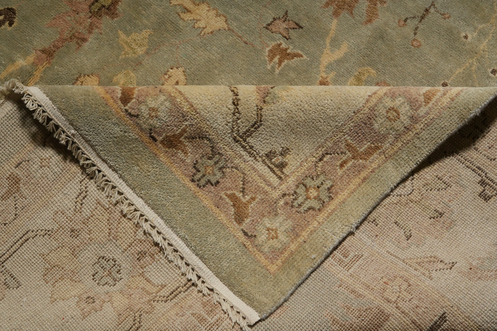 10 x 26.3 Faded Olive Green Indian Oushak Super Large Runner Rug #PIX-16981