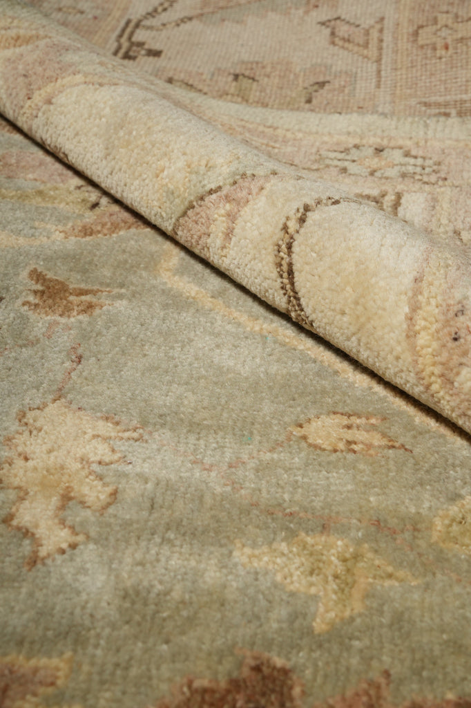 10 x 26.3 Faded Olive Green Indian Oushak Super Large Runner Rug #PIX-16981