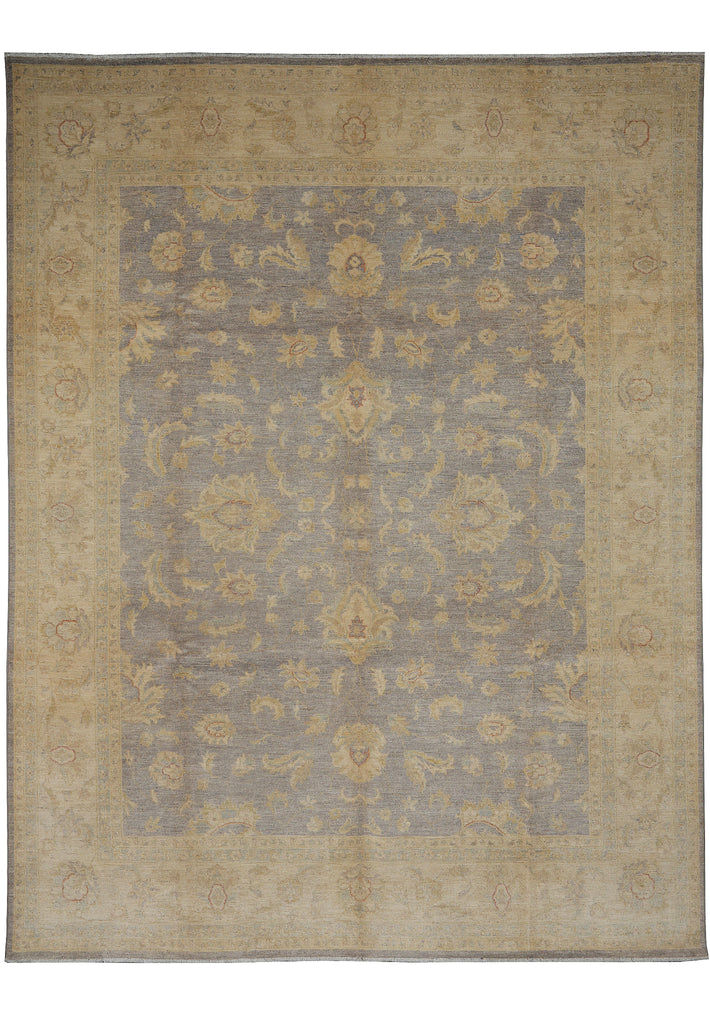 8.11 x 11.8 Slate and Gold Chobi Zigler Handmade Pakistan Rug #F-4258