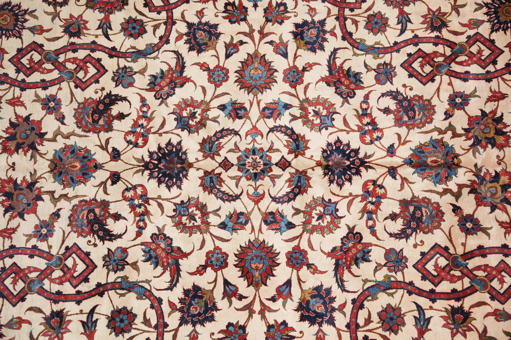 12 x 17.7 Authentic Persian Esfahan Wool Rug 1970's Iran #PIX-12616