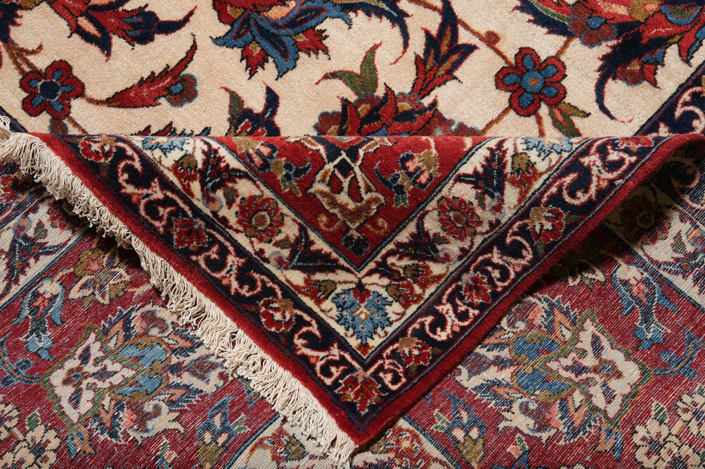 12 x 17.7 Authentic Persian Esfahan Wool Rug 1970's Iran #PIX-12616