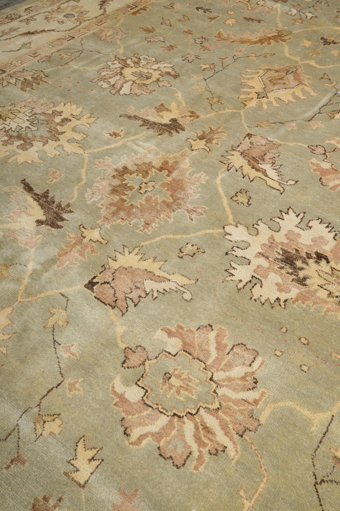 10 x 26.3 Faded Olive Green Indian Oushak Super Large Runner Rug #PIX-16981