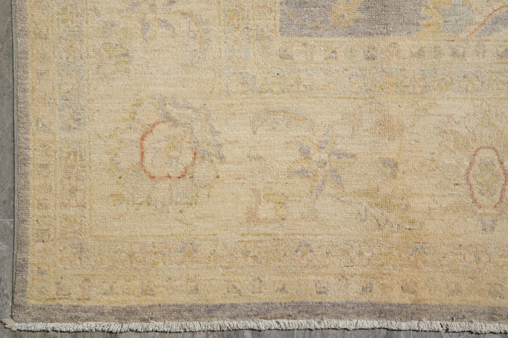 8.11 x 11.8 Slate and Gold Chobi Zigler Handmade Pakistan Rug #F-4258