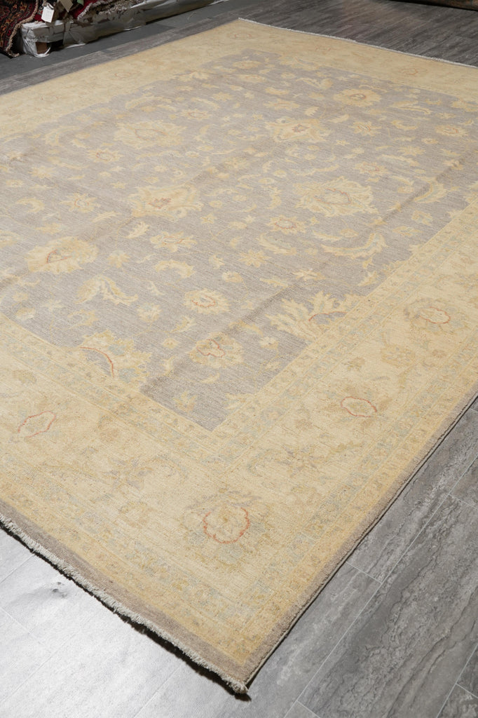 8.11 x 11.8 Slate and Gold Chobi Zigler Handmade Pakistan Rug #F-4258