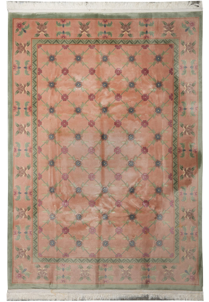 8 x 11.3 Estate Chinese Handmade Wool Rug Transitional #F-6906